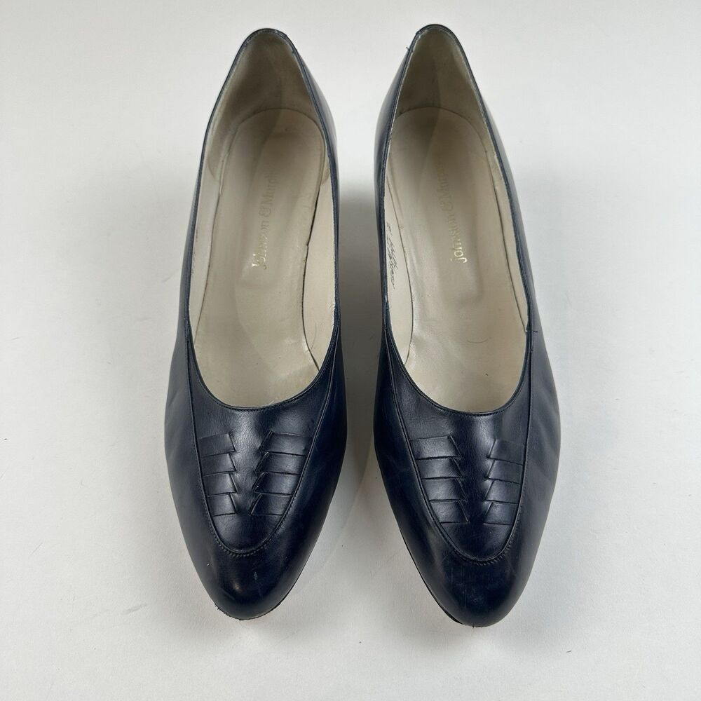 Johnston & Murphy Women's Leather Shoes  Dark Navy 10 1/2B Pump Heels Italy